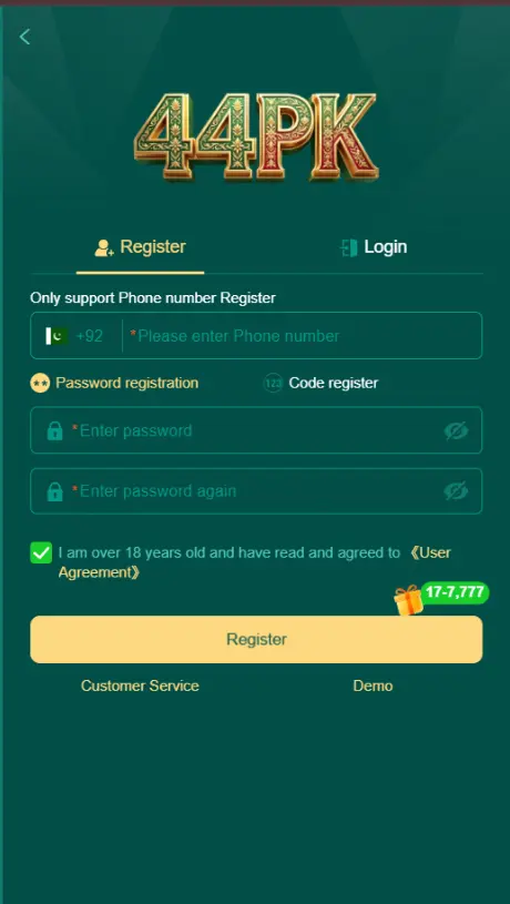 44PK Game Register